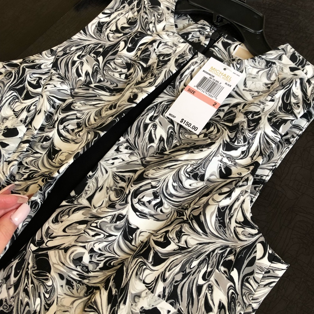 MICHAEL KORS- Black and White Pattern Dress